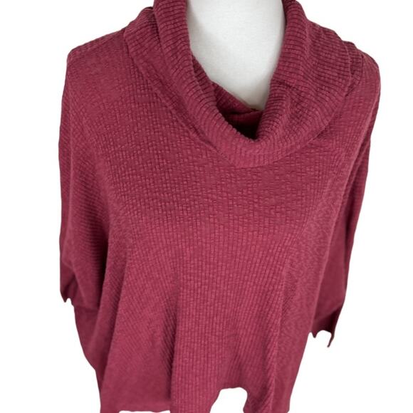 FP Beach World Traveler Mauve Soft Stretchy Split  Cowl Neck Pullover - Picture 4 of 7